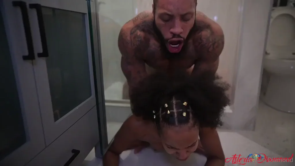 Shower Pronebone BBC Creampie on Thick Ebony Ass
