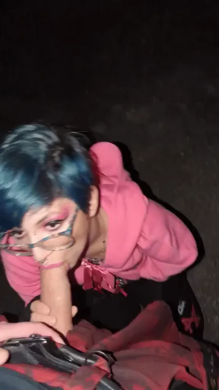 Club Slut's Neon-Haired Parking Lot Cock Worship [OC]