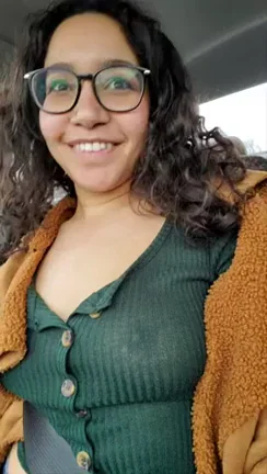 Neighborhood Tit Flash: Glasses Girl's Car Cleavage Thrill ðŸ™Š