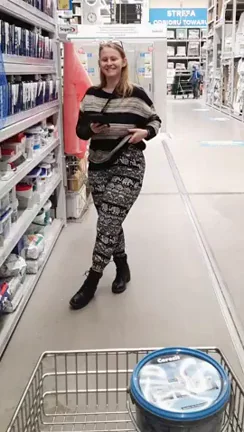 Injured Slut in Sling Flashes Massive Tits in Store 🏪🍈🍈😈