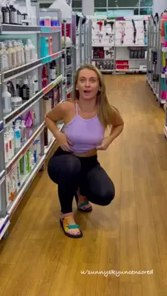 Scared of Getting Caught But Still Squatting That Ass in Store 🛒😈 [GIF]