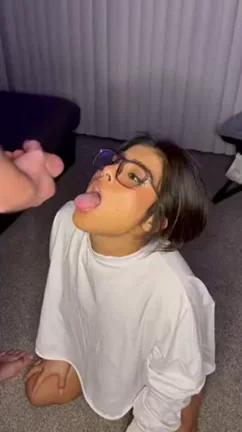 Glasses Slut Drowned in Massive Cum Facial