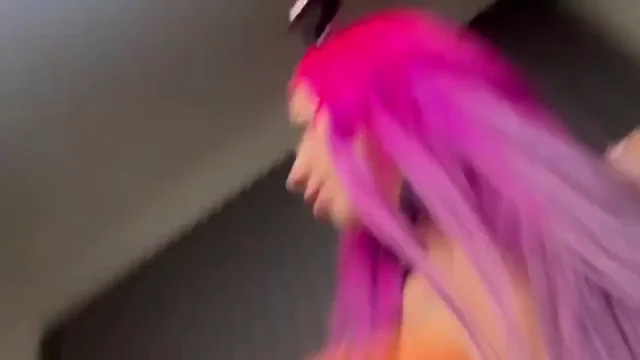 Neon Pink Hair Slut Rides Her Glowing Toy 😈💖