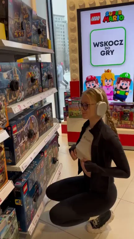 Blonde Bombshell's Lego Store Squat: CCTV Guard's Wet Dream