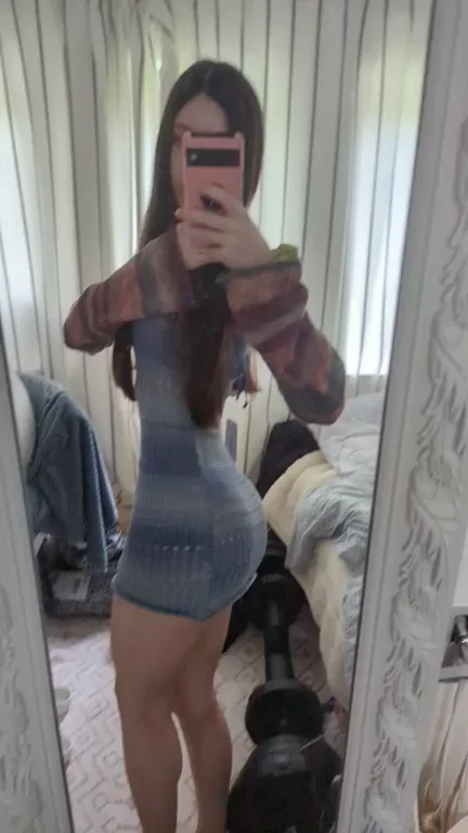 Tease Under the Tight Dress: Curvy Mirror Selfie Slut Reveal