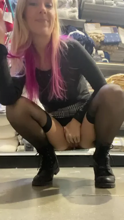 Hiding in the aisle to rub my pussy [GIF]