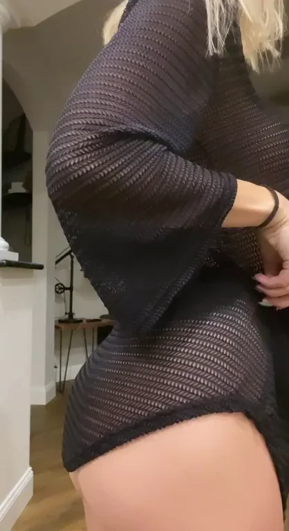 Yummy MomBod Tease in Sheer Black Mesh 😍🍑