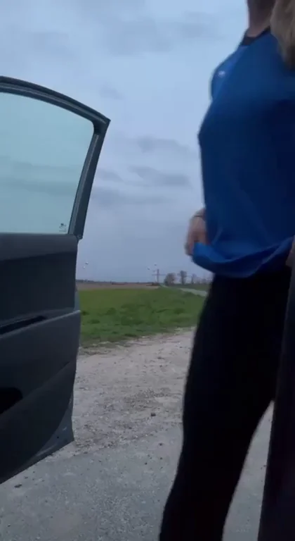 Slut Begs to Get Fucked Hard by the Car in Public