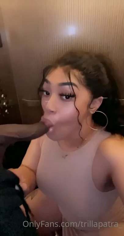 Trilla Patra's Ebony Trans Slut Deepthroats Thick Cock