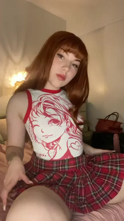 Naughty Redhead Schoolgirl Begs for Punishment: Tits Out Tease