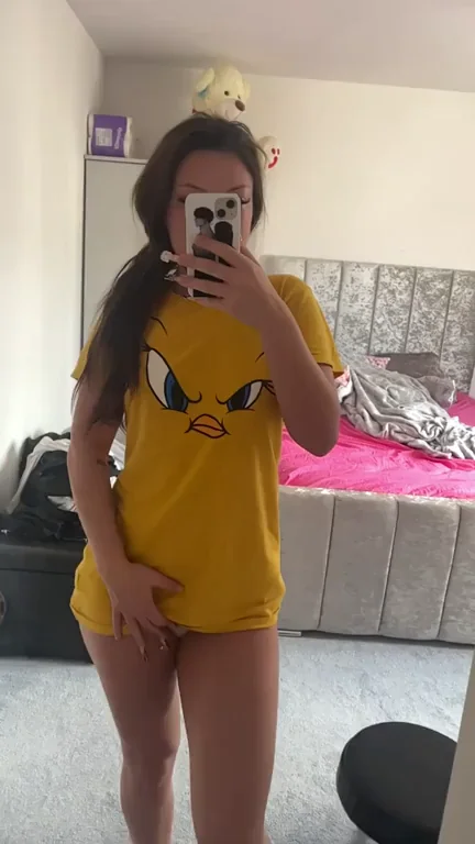 Slimthick Babe's Morning Wood Tease in Tweety Shirt