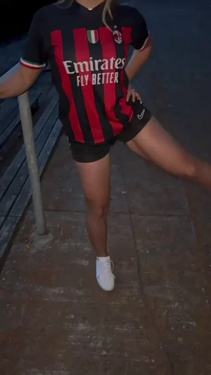 First Soccer Slut Date: Flashing Pussy & Boobs in AC Milan Kit 🔥⚽