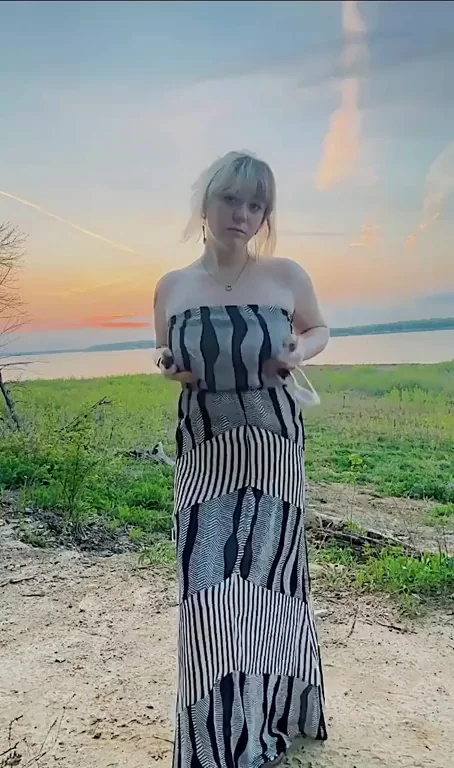 Sunset Titty Drop with Killer View 😍🌅🍈🍈