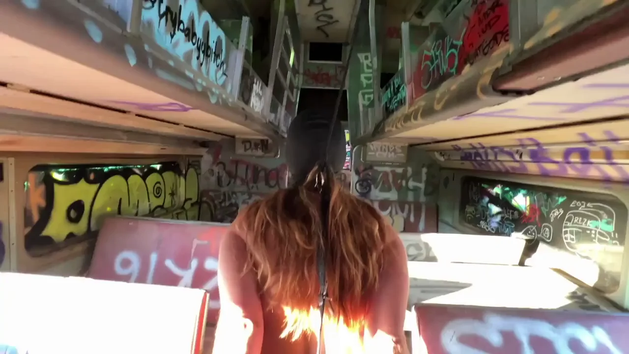 🔥 Cuffed & Hooded Slut Spanked Hard in Graffiti Train 🖤💥