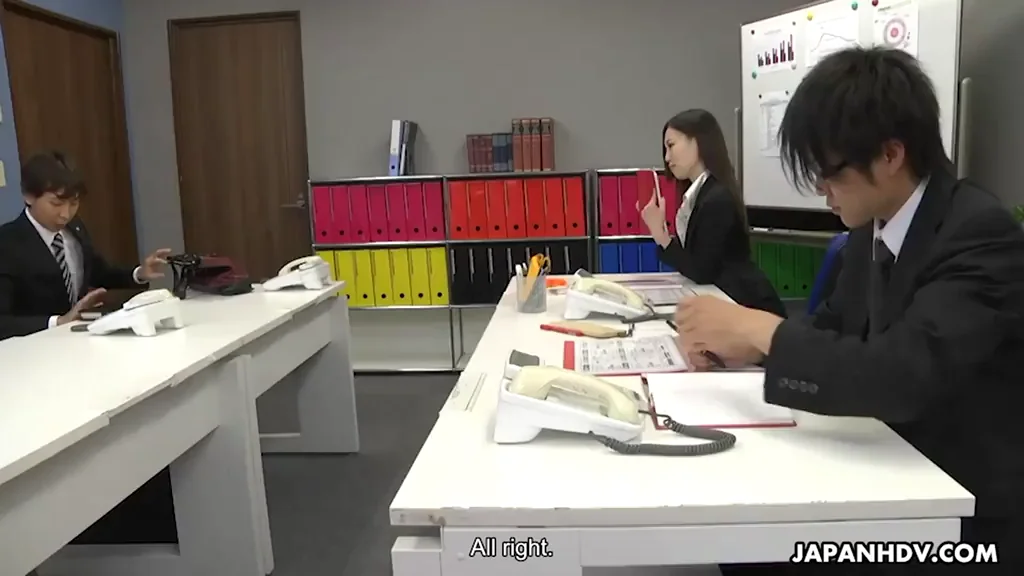 Misaki Yoshimura sucks off a colleague in her office