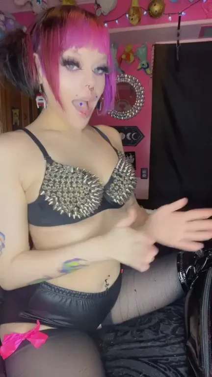 Pink-Haired Domme's Brain-Melting Studded Tits Tease