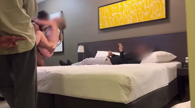 Hubby on the bed| his friend waiting his turn| and me getting absolutely railed by my fav BBC!