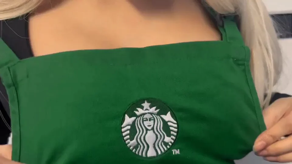 Some bouncy Starbucks titties for you today, I'll serve with them out on request!