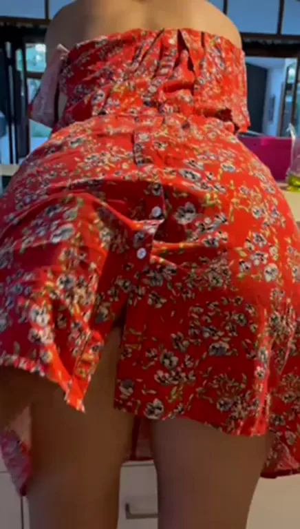 Good Wife's Kitchen Tease: Short Dress Hiked, Bare Pussy Gripped & Spread