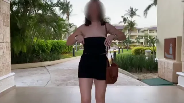 Resort Slut Teases Total Freedom in Tiny Black Mini!