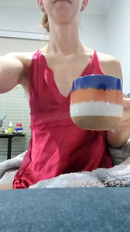 Morning Coffee Tit Flash with Pierced Nipples