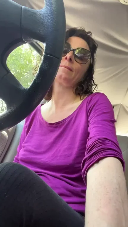 🔥 47yo MILF Teasing Tits in Car Selfie 🚗💦