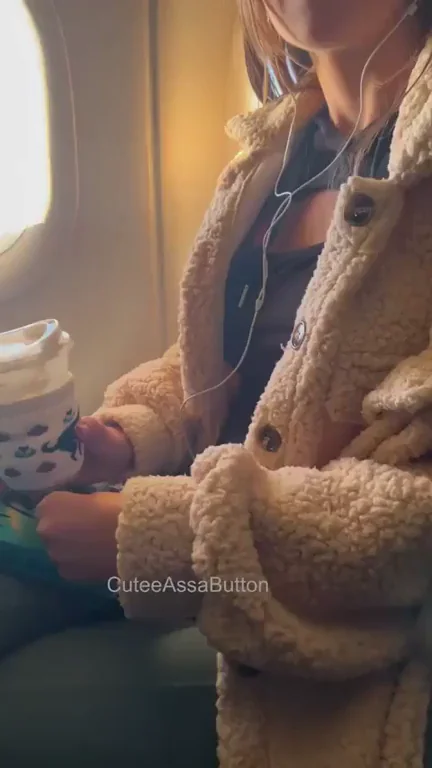 Mile High Tease: Furry Coat Slut Sips & Flirts on Flight