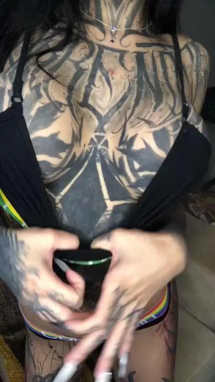 Inked Asian Teen's Massive Tatted Tits Drop Needing Triple Cream Loads