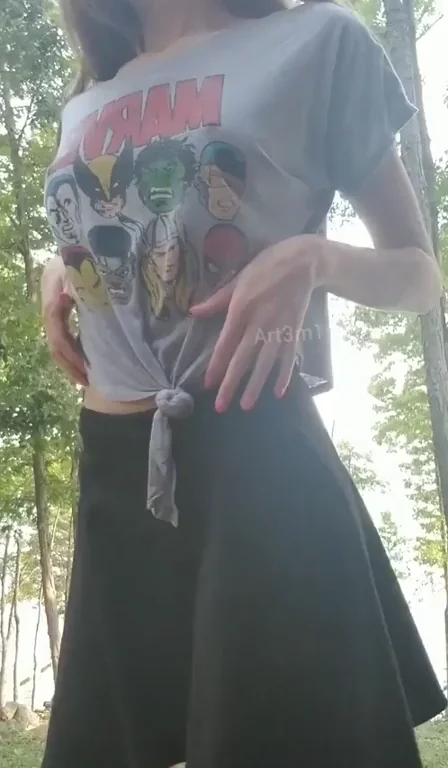 Just a real girl stripping for you outdoors