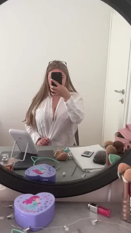 Legal Teen Teases Professor with Huge Tits in Mirror Selfie