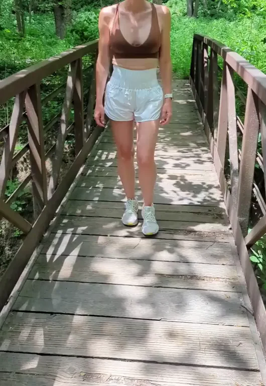 Hiking is more fun with her titties out