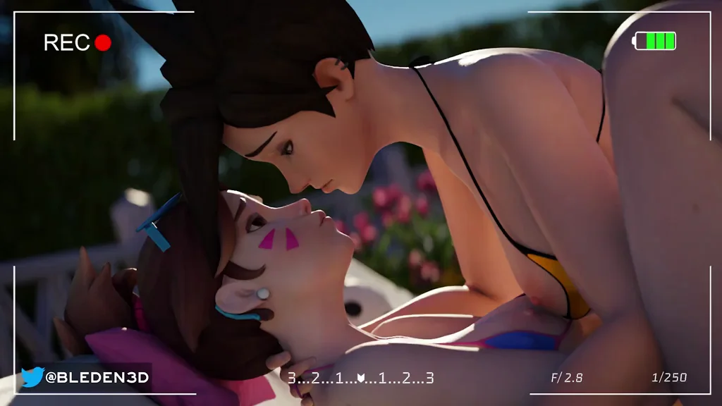 Tracer and D.va Kissing (Bleden, BritishKass, Cinder)
