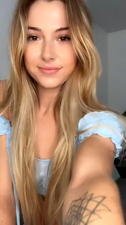 Blonde Babe Loving Her Perky Tiny Tits Tease