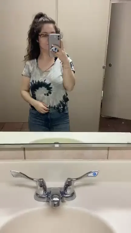 Bathroom Tease: Flashing Tits in Public Stall 😈🚽💦