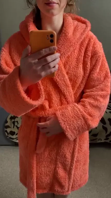 Steamy Shower Siren Teases in Fluffy Pink Robe