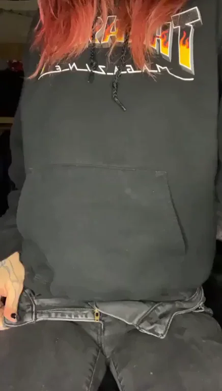 Petite Slut's Tiny Tits Tease in Hoodie Flash