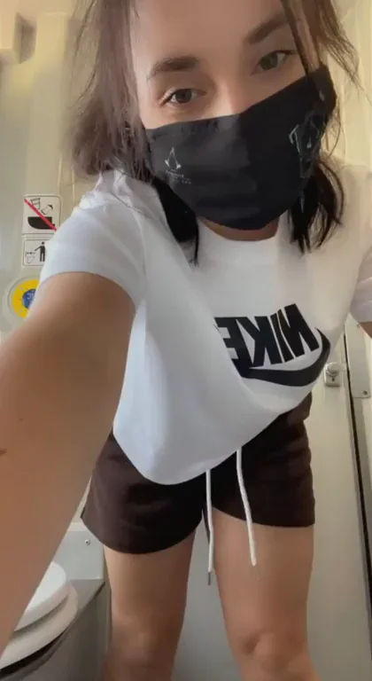 🚂 Busty Petite Slut Flashes Massive Tits in Train Bathroom 💦