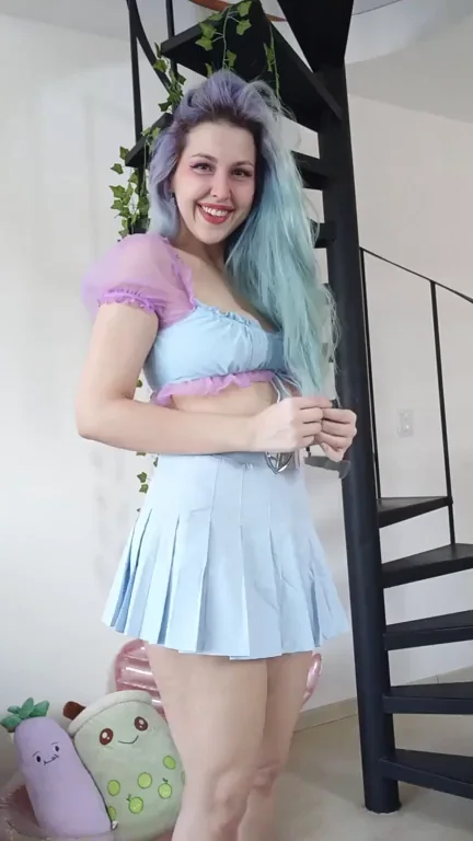 Neon-Haired Slut Begs: Can I Sit on Your Cock? 💜🍑