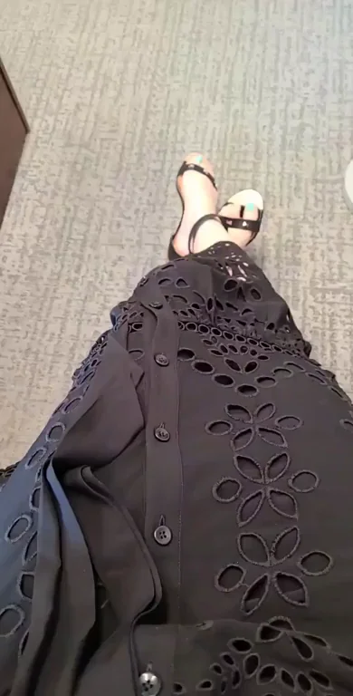 Eyelet Lace Dress Tease: Spread Pussy Peek & Upskirt Flash 💋👗🔥