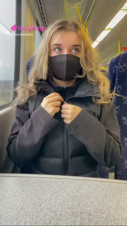 Masked Blonde Tease on the Train: Who's This Slutty Mystery?