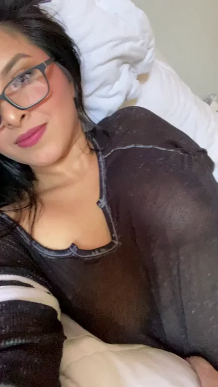 Ready in bed to be pounded, the glasses stays on btw