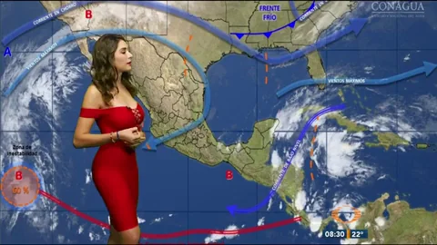 🔥 Mexico Weather Tease in Skintight Red Dress 💋