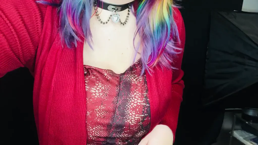 🌈 Purple-Haired Slut's Massive Titty Drop Greeting! 💦🍈🍈