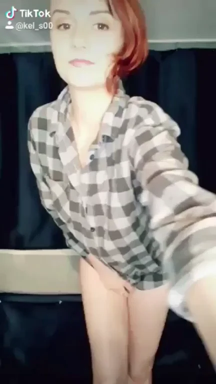 🔥 Short-Haired TikTok Slut's Plaid Shirt Tease Got Her Banned Quick 😈