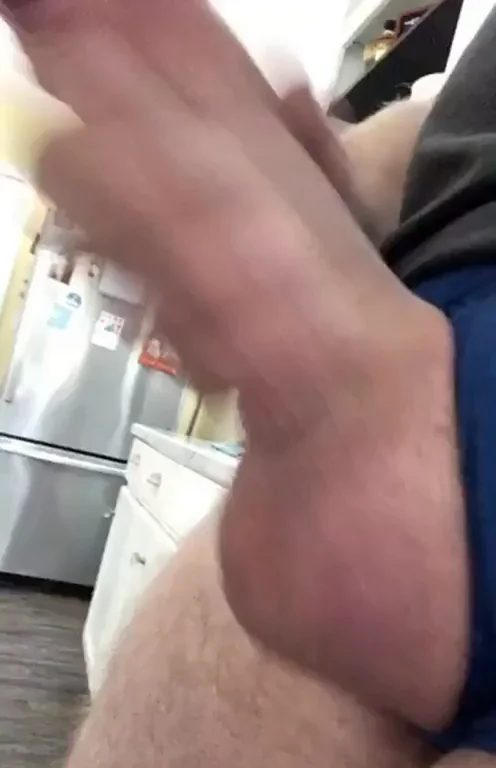 Stroking my forearm sized fat cock ??