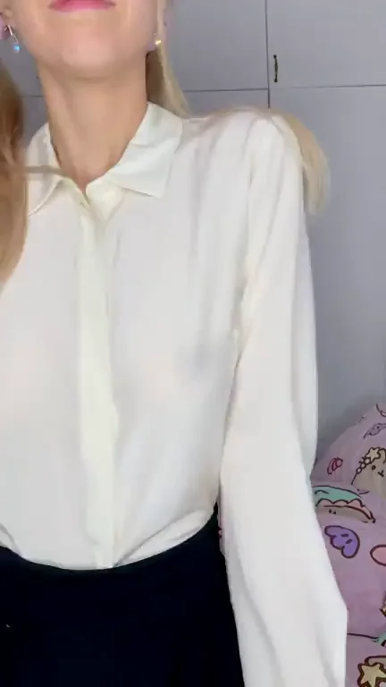 Petite Blonde's Perky C-Cup Titty Drop Tease