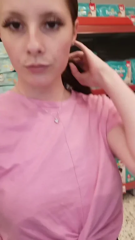Mall Flasher Slut Risks It All: Panty Peek & Tit Flash in Baby Aisle Thrill