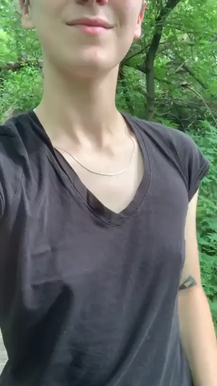 Morning Trail Tease: Quick Tits Flash 😏🌳