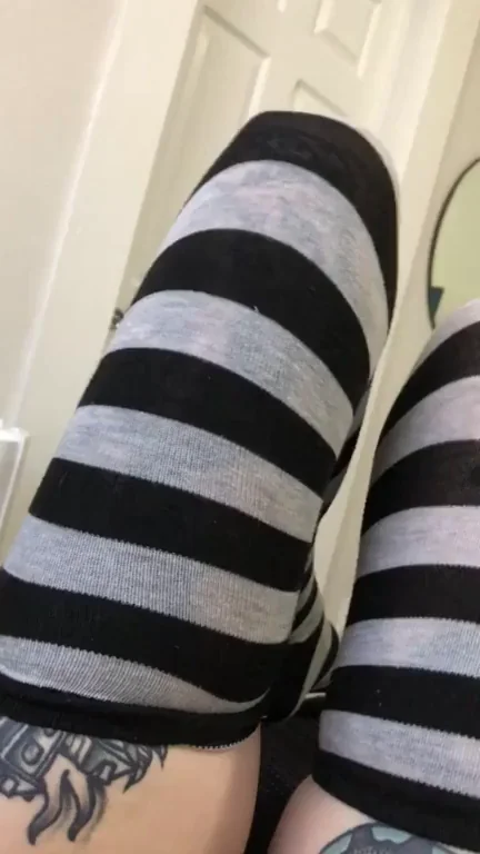 When the thigh highs are so tight that rolling them down makes you feel so free and wet