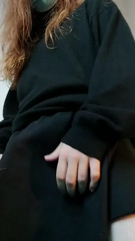 Watch This Sexy Trans Hottie Cum Hard in Her Oversized Hoodie